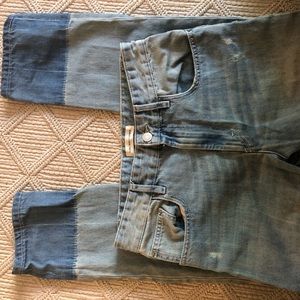 High waisted dip tie dyed cropped trousers jeans